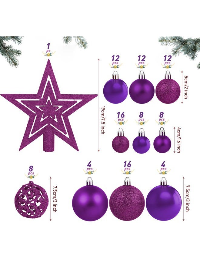 Naler 101pcs Purple Ball Ornaments for Christmas Tree, Shatterproof Christmas Tree Balls Decorative Baubles Hanging Ornaments for Xmas Home Garden Decoration - Image 3