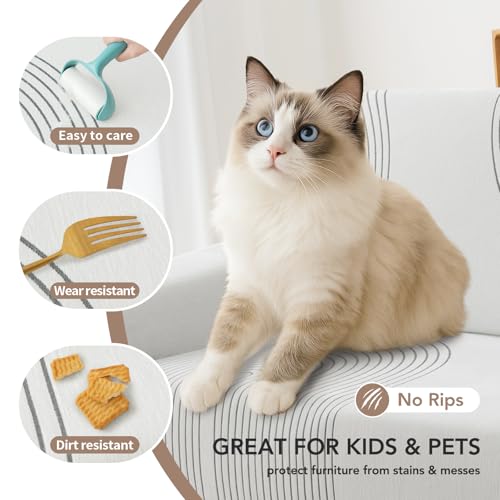 KaviKon Couch Cover for Dogs, Boho Sofa Covers for 3 Cushion Couch, Chenille Sofa Slipcover for Pets Washable, L-Shape Sectional Couch Loveseat Cover Soft Throw Blankets with Tassels(71x118,Arc Grey) - Image 3