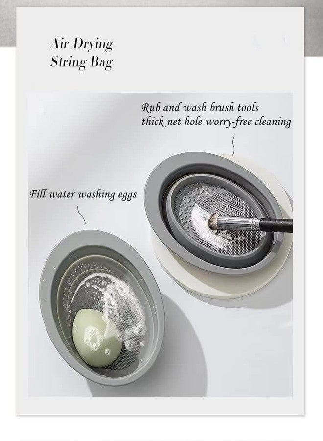 Minitul 1pcs Makeup Brush Cleaning Mat, Silicone Makeup Brush Scrubber, Cosmetic Brush Cleaner, Brush Cleaning Pad, Foldable makeup brush cleaning bowl Suitable for makeup brush, Sponge (Multicolour) - Image 2