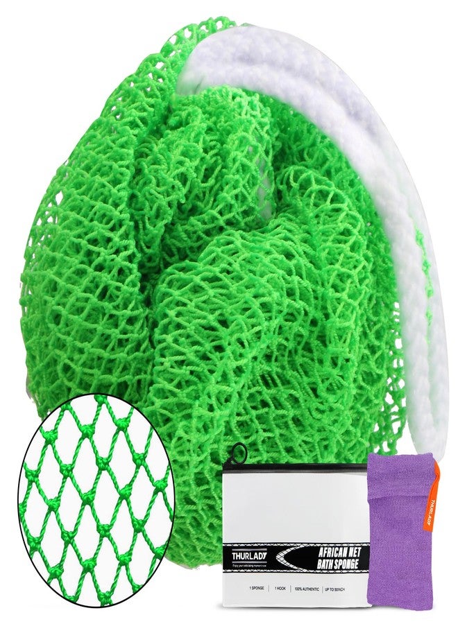THURLADY African Net Sponge, African Bath Sponge Scrub Net, Gentle Exfoliation for All Skin Types, Green - Image 1