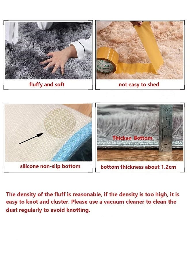 Optico Soft Round Rugs Fluffy Circle Rugs Tie Dyed Grey Circular Rugs for Kids Room Decor Comfy Furry Area Rugs Plush Fuzzy Nursery Rugs - Image 4