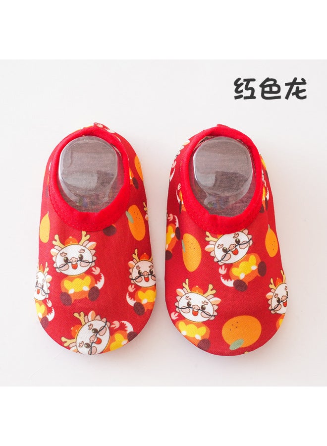 Red Animal Year Dragon Baby Floor Socks Cute Year-old Blessing Soft Bottom Warm Toddler Socks Set