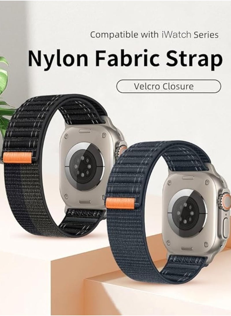 Generic - Fabric Sport Rugged Watch Band Compatible with Apple Watch Ultra 1/2 49mm 46mm 45mm 44mm 42mm, Soft Nylon Loop Strap for iwatch Series 10 9 8 7 6 5 4 3 2 1 SE - Image 1