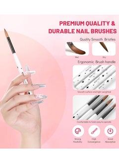 Aokitec Aokitec Acrylic Nail Brush Set - 4PCS Kolinsky Acrylic Nail Brushes Size 8/10/12/14 Nail Brushes for Acrylic Powder, Acrylic Application, Nail Extension & 3D Nail Carving for Beginner & Professional  - Image 2