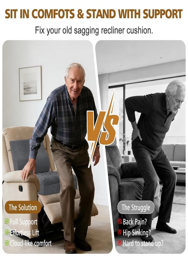 TANYOO Recliner Cushion for Elderly with Lumbar Support Pillow - 20x20x5 Inch Extra Thick Recliner Seat Cushion for Seniors Relief Back Pain and Tailbone Pain from Long Sitting Non-Slip Bottom - Image 5