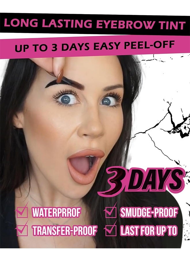 BSIMONE Tattoo Brow Easy Peel Off Tint - Peel Off Eyebrow Gel, Eyebrow Tattoo Peel Off, Tattoo Gel Brow Stain, Waterproof Eyebrow Kit, with Eyebrow Stencils, Waterproof, Transfer-proof, For Fuller & Defined Looking Brows（Black#03） - Image 3