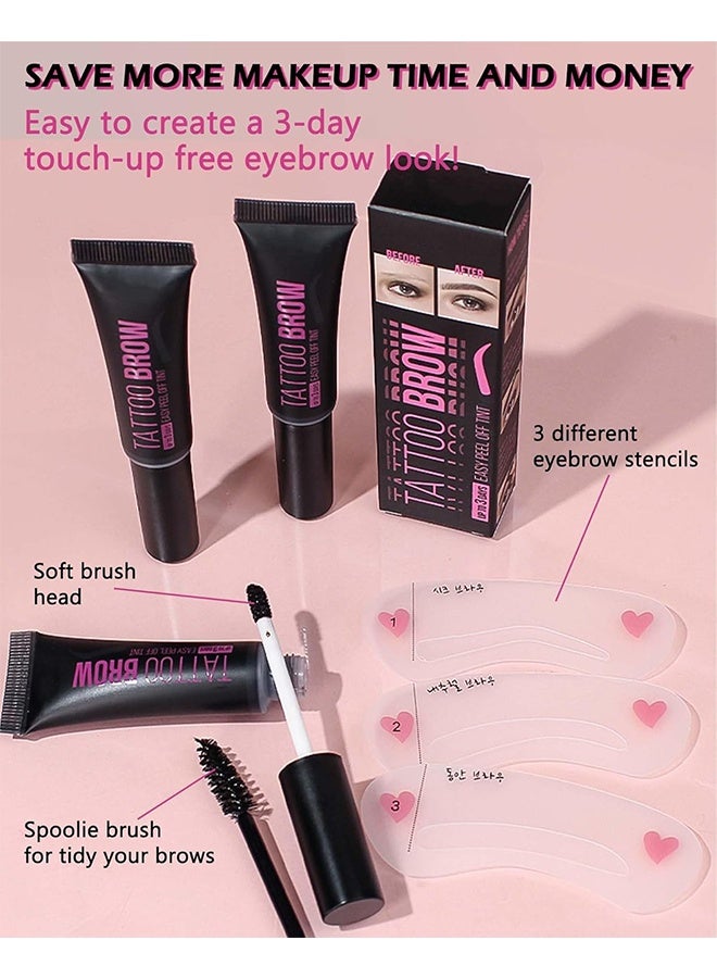 BSIMONE Tattoo Brow Easy Peel Off Tint - Peel Off Eyebrow Gel, Eyebrow Tattoo Peel Off, Tattoo Gel Brow Stain, Waterproof Eyebrow Kit, with Eyebrow Stencils, Waterproof, Transfer-proof, For Fuller & Defined Looking Brows（Black#03） - Image 4