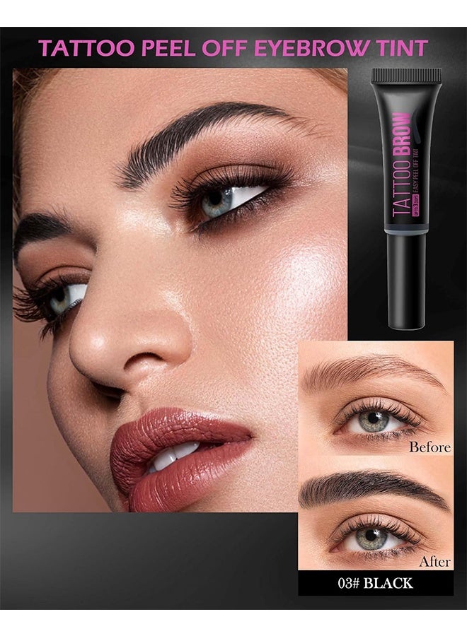 BSIMONE Tattoo Brow Easy Peel Off Tint - Peel Off Eyebrow Gel, Eyebrow Tattoo Peel Off, Tattoo Gel Brow Stain, Waterproof Eyebrow Kit, with Eyebrow Stencils, Waterproof, Transfer-proof, For Fuller & Defined Looking Brows（Black#03） - Image 2