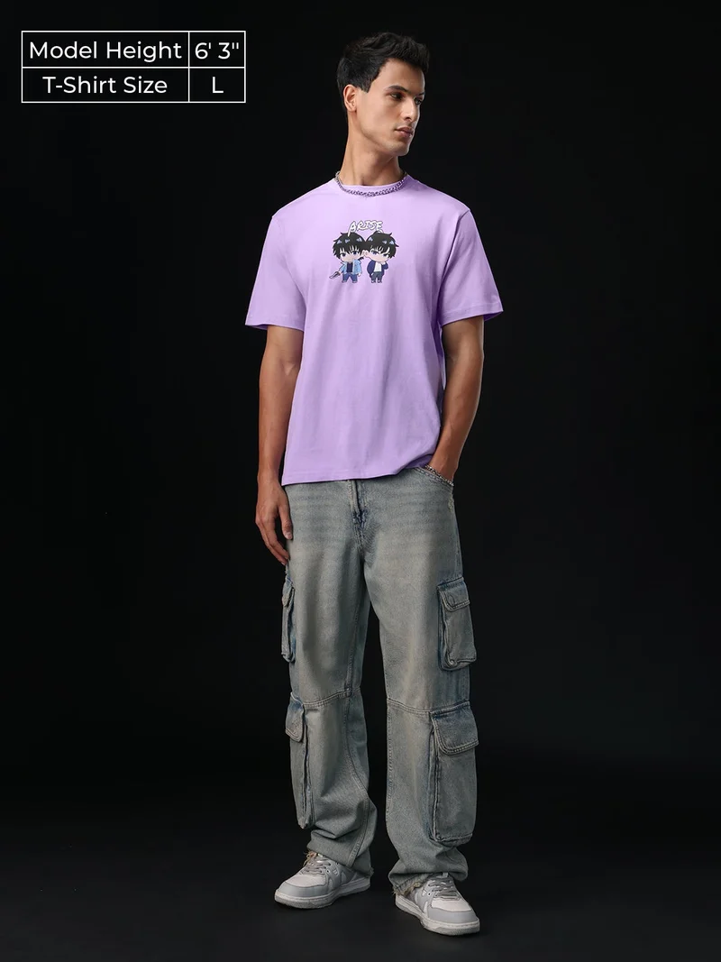 The Souled Store The Souled Store Solo Leveling: Arise Men and Boys Short Sleeves Round Neck Graphic Printed Cotton Relaxed Fit Lightweight All-Season Comfortable T-Shirt for Casual Wear