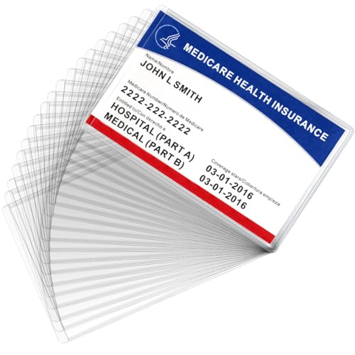 MaxGear New Medicare Card Holder Protector Sleeves, 12 Mil Clear PVC Water Resistant Medicare Card Protectors Sleeves for SSN, Credit and Business Cards, Social Security Cards Protector, 12 Pack - Image 1