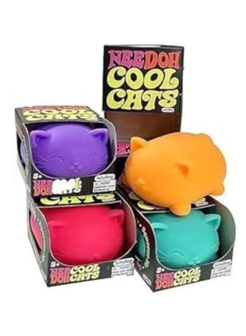 Cool Cats The Groovy Glob! Squishy, Squeezy, Stretchy Stress Balls Green, Orange & Pink Complete Gift Set Party Bundle - 3 Pack