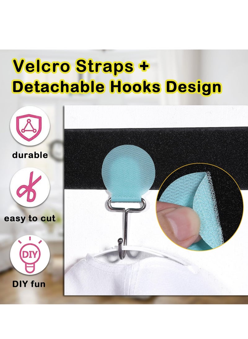 SYOSI Hat Organizer Rack for Baseball Caps - Wall and Over The Door Closet Storage Holder - 2 Durable Straps with Adhesive - 5 Color 10 detachable and adhesive Hooks in Total -Space Saving and DIY Fun  - Image 5