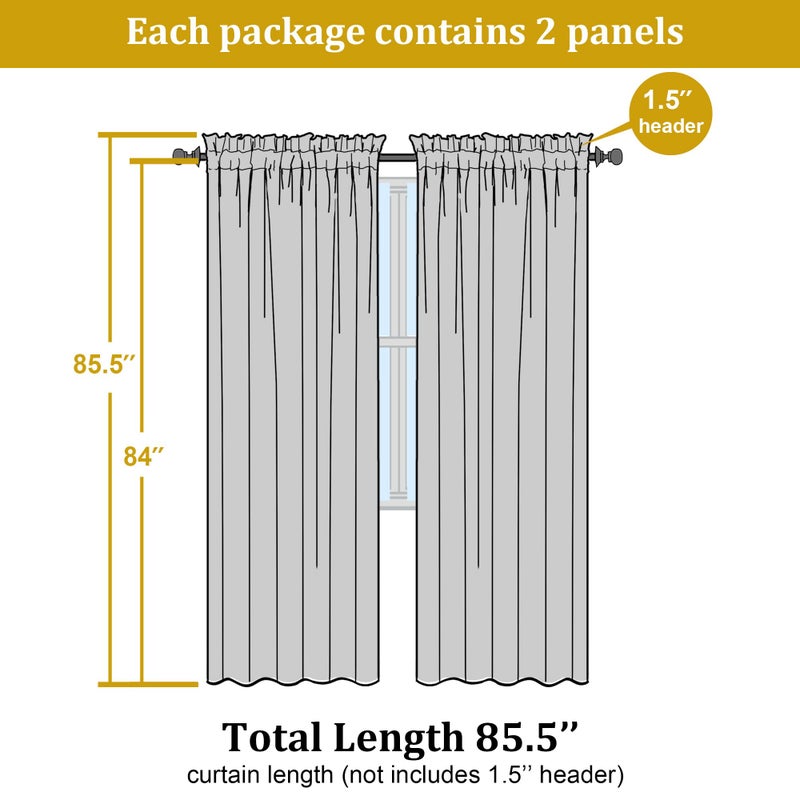 OWENIE Sheer Curtains 84 inch Length, Ivory Sheer Cutains 2 Panels Set for Bedroom/Living Room, Rod Pocket Voile Fimly Drapes, 2pcs, Each 42" W x 84" L - Image 4