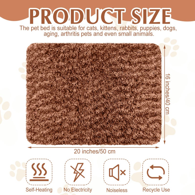 Drydiet 4 Pack Self Warming Cat Pads Self Heating Cat Mat Washable Homeless Dogs Thermal Pads Kennel Pad Reflects Body Heat Warm Crate Bed Mat for Indoor Outdoor Pet(Brown,16 x 20 Inch) - Image 2