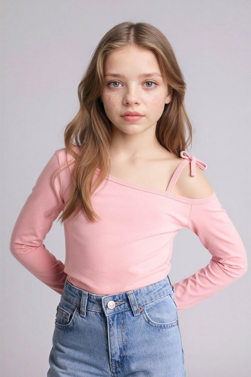 ديفاكتو بلوزة بناتي كم طويل ممشط بياقة عريضة - Image 5