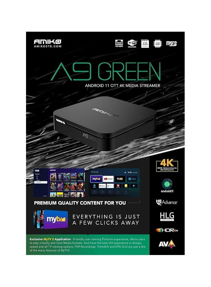 Amiko A9 Green+ 4K UHD OTT Streaming Media Player - Image 2