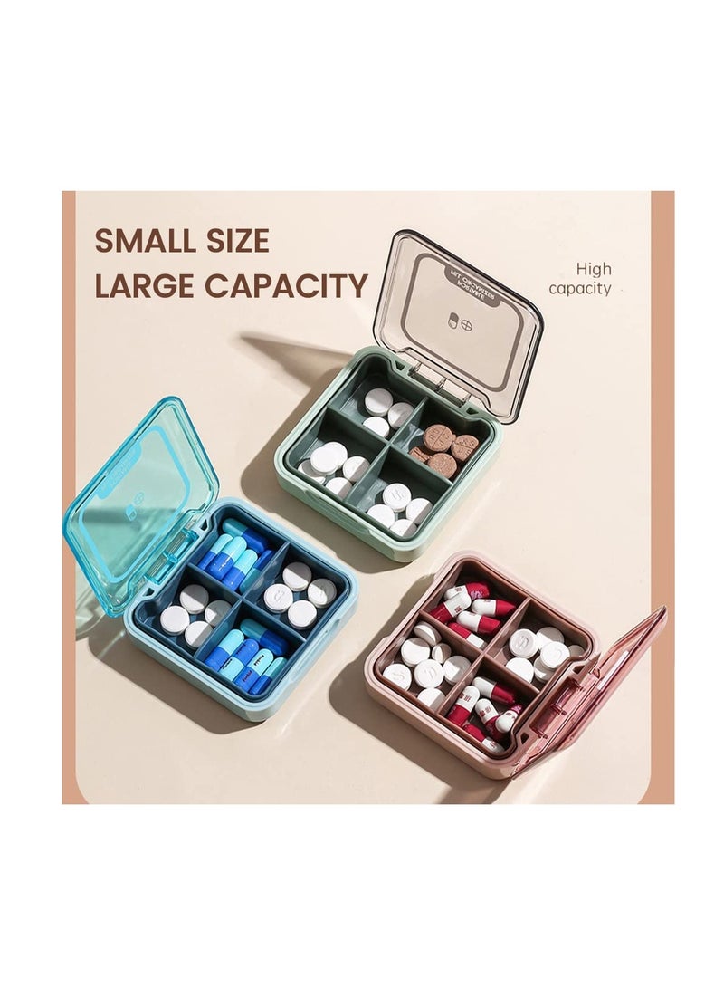 SYOSI Pill Organizer, 3pcs Travel Pill Box Small Pill Case Medicine Organizer 4 Times A Day C ute Pill Container for Purse Pocket Portable Pill Dispenser for Vitamins,Supplements,Fish Oils Red,Blue,Green - Image 5