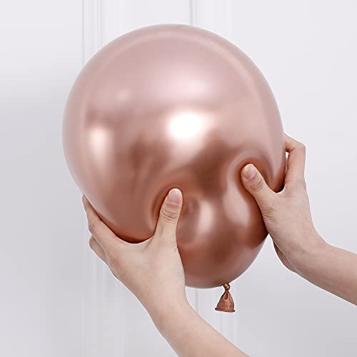 BALONAR Navy Blue Rose Gold Pink Gold Confetti Latex Balloons with 140pcs 18/10/5/Inch Metallic Chrome Balloons for Birthday Party Wedding Graduation Bridal Shower Decorations (Navy Blue) - Image 5