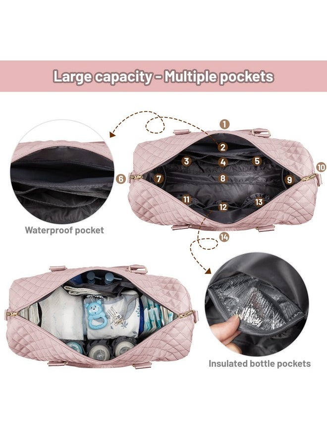 Lovevook Diaper Bag Tote With Pacifier Case And Changing Pad Large Capacity Mommy Bag For Hospital And Weekender Travel Functional Baby Bag Newborn Baby Essential Pink  - Image 5