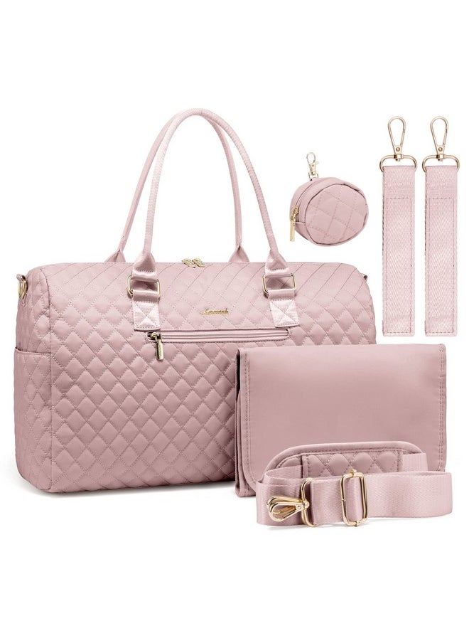 Lovevook Diaper Bag Tote With Pacifier Case And Changing Pad Large Capacity Mommy Bag For Hospital And Weekender Travel Functional Baby Bag Newborn Baby Essential Pink  - Image 1