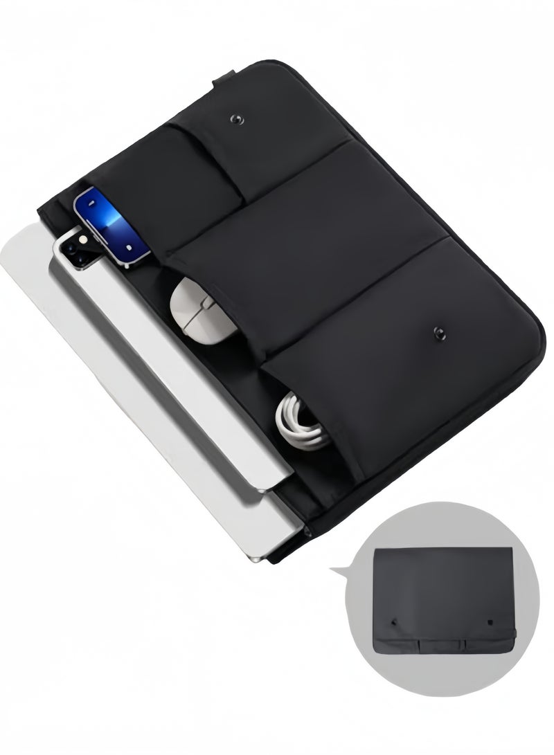 حقيبة كمبيوتر محمول بمقبض، حافظة واقية للكمبيوتر المحمول، حقيبة كمبيوتر محمول متعددة الأقسام مقاومة للماء والتآكل، مناسبة للعمل والأعمال والاجتماعات - Image 1