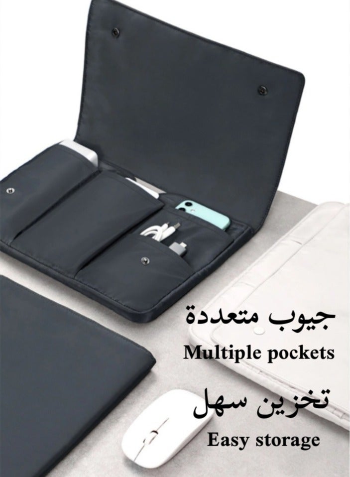 حقيبة كمبيوتر محمول بمقبض، حافظة واقية للكمبيوتر المحمول، حقيبة كمبيوتر محمول متعددة الأقسام مقاومة للماء والتآكل، مناسبة للعمل والأعمال والاجتماعات - Image 3