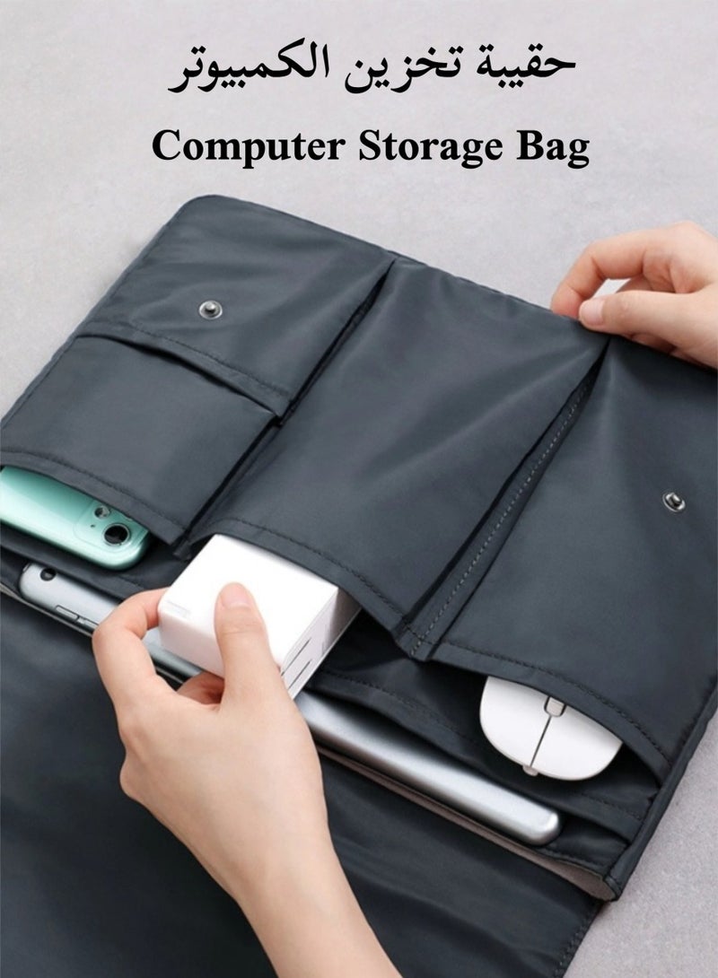 حقيبة كمبيوتر محمول بمقبض، حافظة واقية للكمبيوتر المحمول، حقيبة كمبيوتر محمول متعددة الأقسام مقاومة للماء والتآكل، مناسبة للعمل والأعمال والاجتماعات - Image 2