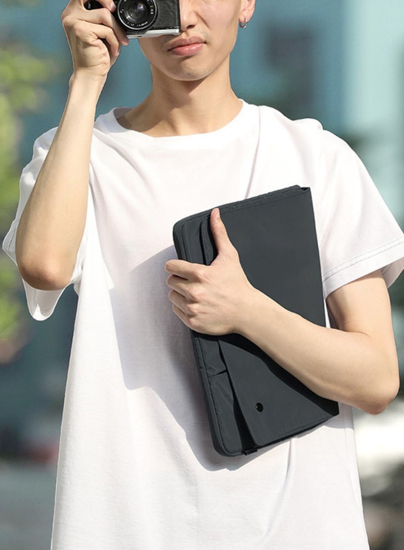 حقيبة كمبيوتر محمول بمقبض، حافظة واقية للكمبيوتر المحمول، حقيبة كمبيوتر محمول متعددة الأقسام مقاومة للماء والتآكل، مناسبة للعمل والأعمال والاجتماعات - Image 5