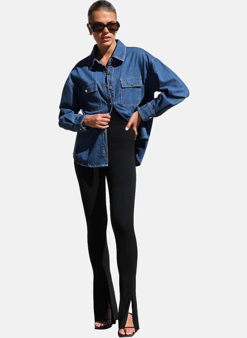 يونيكي Blue Regular Fit Spread Collar Long Sleeves Shirts