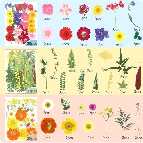 VCTSELITY 210 Pcs Dried Pressed Flowers for Resin, Dried Pressed Flowers for Crafts, Bulk Natural Dried Flowers Kit with DlY Butterfly Stickers&Tweezers for Resin Molds, Candles, Soap,Jewelry Making, Art Crafts - Image 3