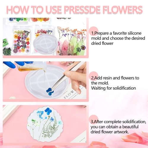 VCTSELITY 210 Pcs Dried Pressed Flowers for Resin, Dried Pressed Flowers for Crafts, Bulk Natural Dried Flowers Kit with DlY Butterfly Stickers&Tweezers for Resin Molds, Candles, Soap,Jewelry Making, Art Crafts - Image 5