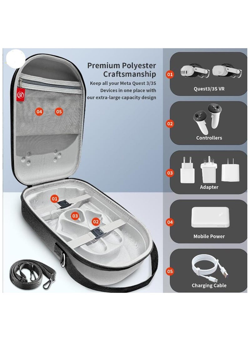 Carrying Case Compatible with Meta Quest 3S Hardshell Storage Travel Case for Quest 3S Headset and Controllers Accessories - Image 3