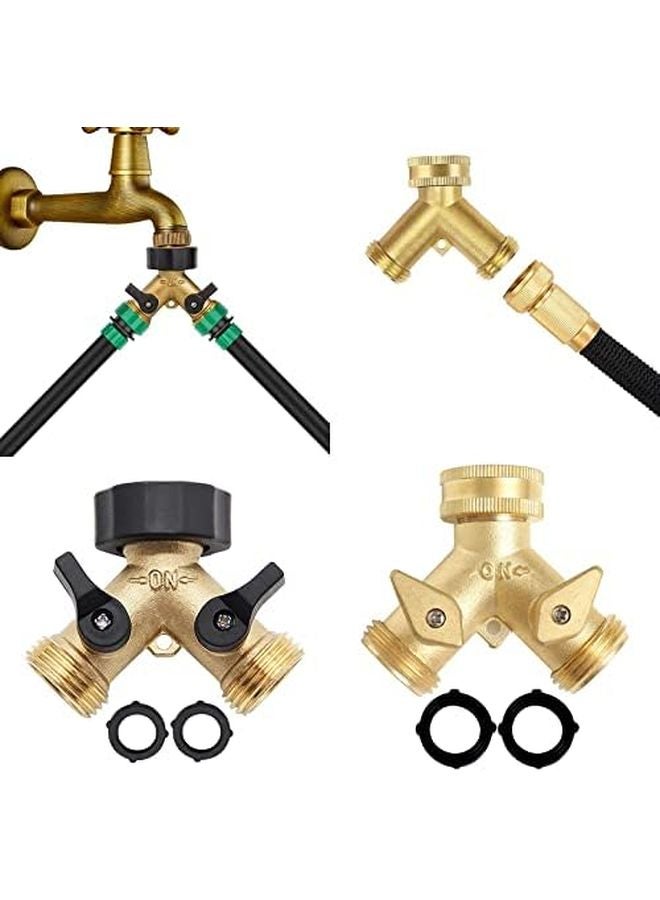 Brass Y 2 Way Shut Off Ball Valve Garden Hose Splitter 3 4 Inch Barb Fitting - Image 3