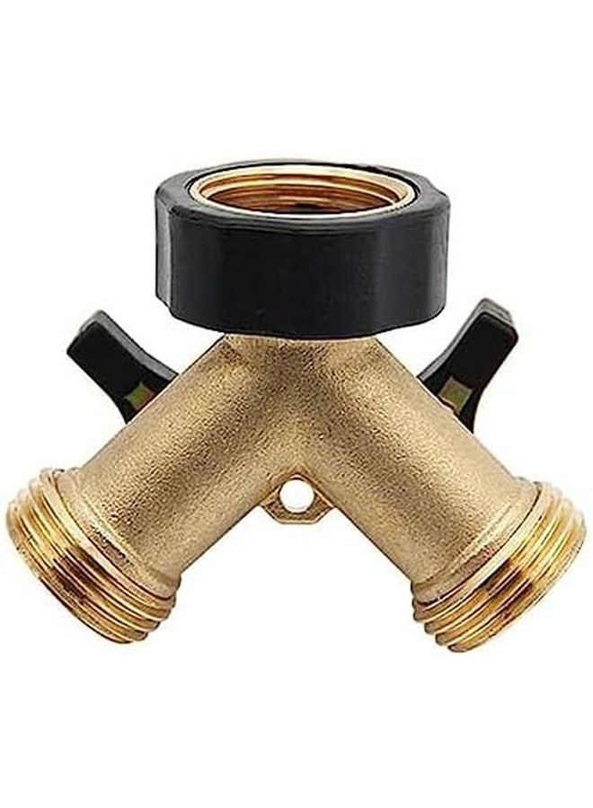 Brass Y 2 Way Shut Off Ball Valve Garden Hose Splitter 3 4 Inch Barb Fitting - Image 4