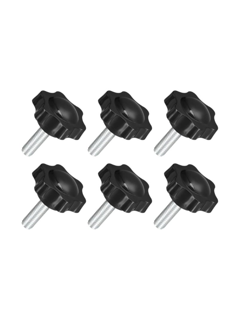 6 Pack M8*25mm 6 Star Hand Knob, Black Knurled Clamping Screw Nut, Manual Tightening Knob For Equipment Repair - Image 1