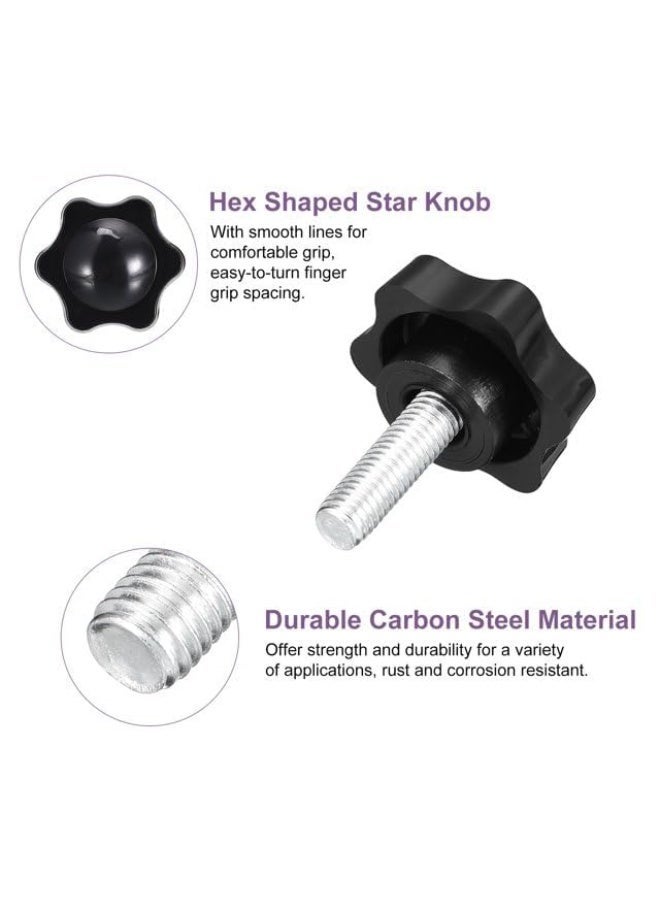 6 Pack M8*25mm 6 Star Hand Knob, Black Knurled Clamping Screw Nut, Manual Tightening Knob For Equipment Repair - Image 3