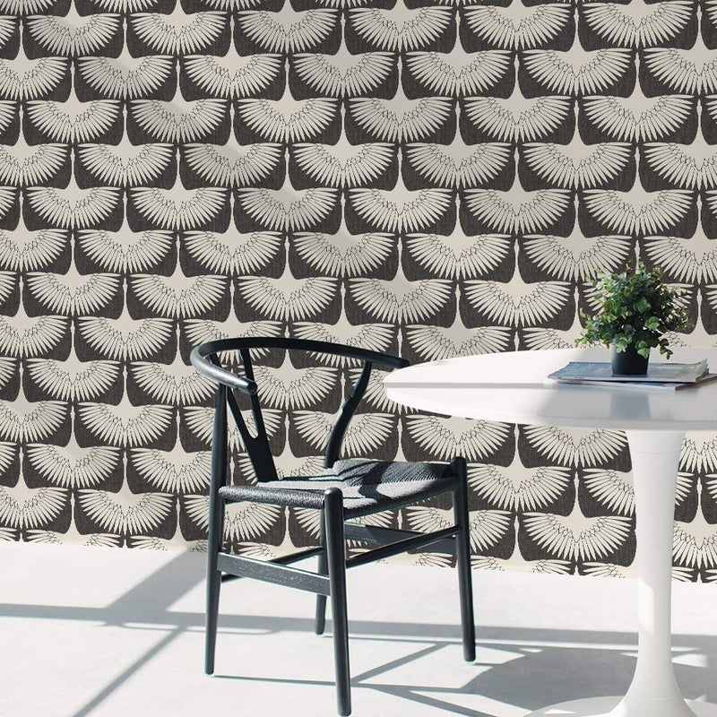 Tempaper x Genevieve Gorder Storm Gray Feather Flock Removable Peel and Stick Wallpaper, 20.5 in X 16.5 ft, Made in the USA - Image 4