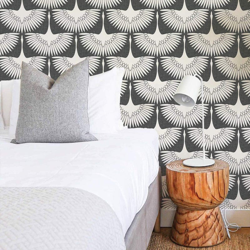 Tempaper x Genevieve Gorder Storm Gray Feather Flock Removable Peel and Stick Wallpaper, 20.5 in X 16.5 ft, Made in the USA - Image 2