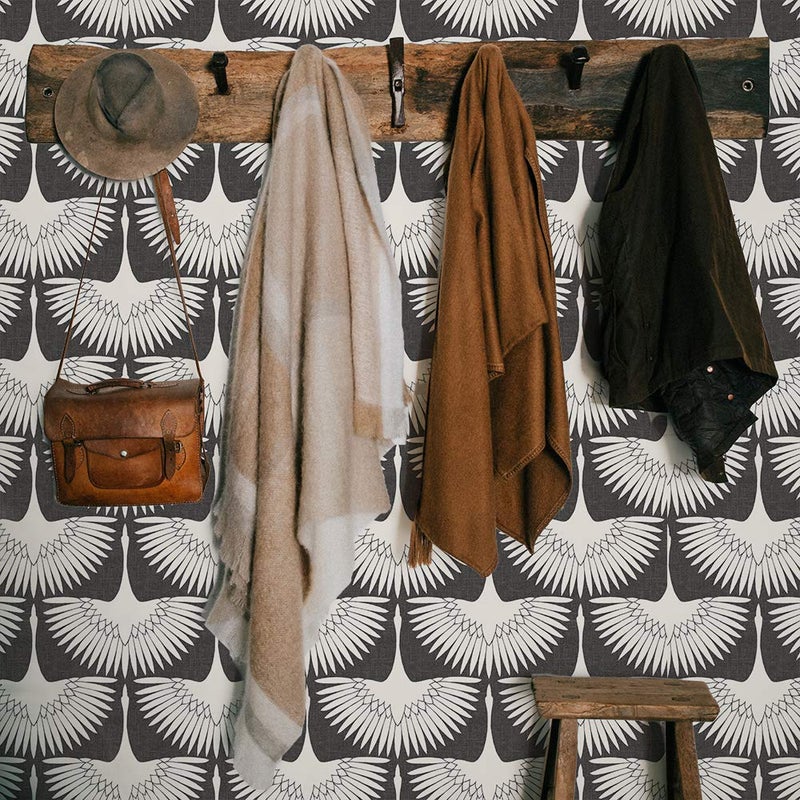 Tempaper x Genevieve Gorder Storm Gray Feather Flock Removable Peel and Stick Wallpaper, 20.5 in X 16.5 ft, Made in the USA - Image 3