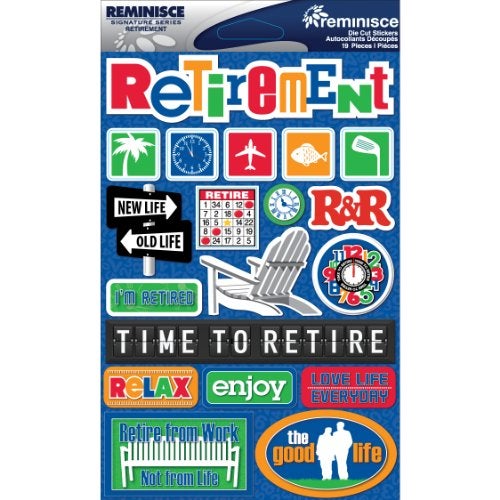 Reminisce 376093 Signature Dimensional Stickers, 4.5 by 6-Inch Sheet-Retirement - Image 1