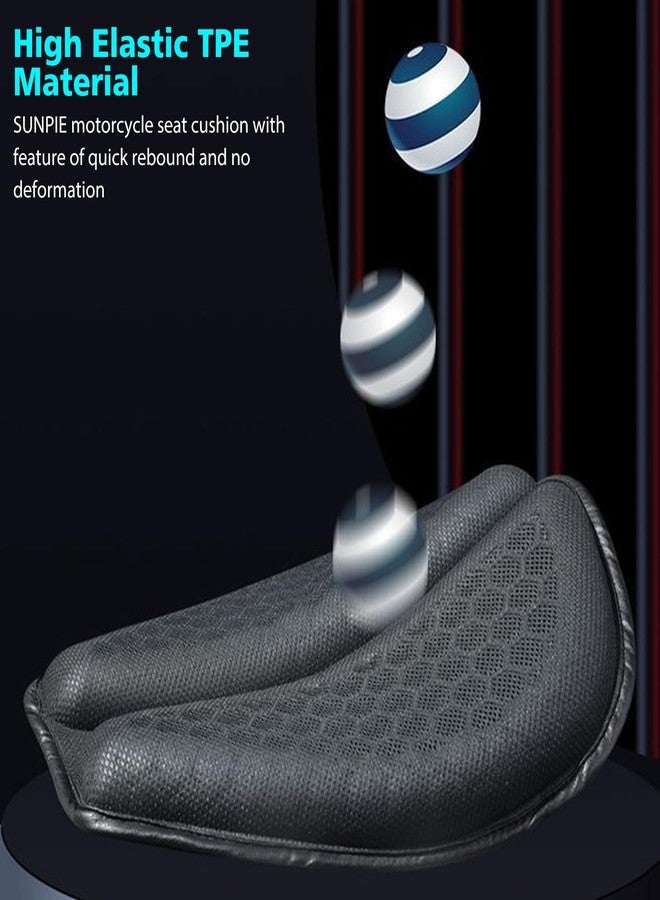 SUNPIE وسادة مقعد دراجة نارية من SUNPIE، غطاء جل صغير قابل للطي، تصميم ثلاثي الأبعاد على شكل خلية نحل، وسادة مقعد قابلة للتهوية للرحلات الطويلة - Image 2