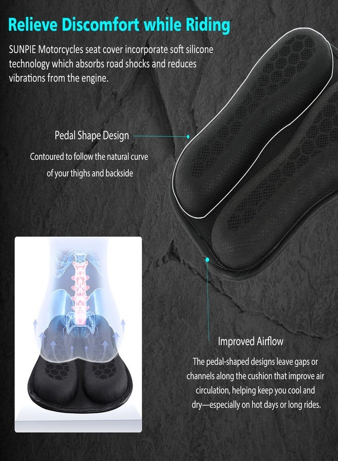 SUNPIE وسادة مقعد دراجة نارية من SUNPIE، غطاء جل صغير قابل للطي، تصميم ثلاثي الأبعاد على شكل خلية نحل، وسادة مقعد قابلة للتهوية للرحلات الطويلة - Image 4