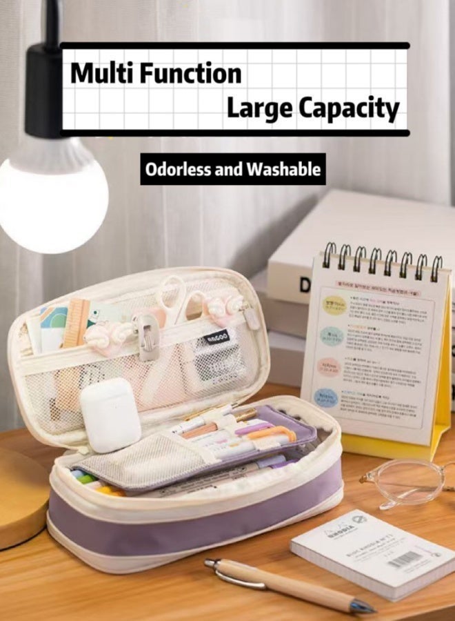 Extra Large Capacity Pencil Case , Expandable Pencil Case Fits 20cm Ruler, 3cm-7cm Height Adjustable , Multi-functional Storage for School Supplies - Image 3