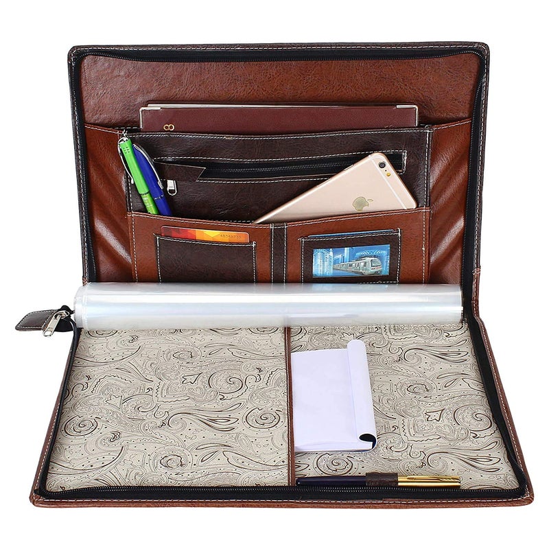 FUTURE X مجلدات ملفات احترافية من مادة الجلد الصناعي Futurex للشهادات وحامل الوثائق مع 20 ورقة (الحجم-B4، لون مزدوج: بني مختلط) (بني) - Image 5