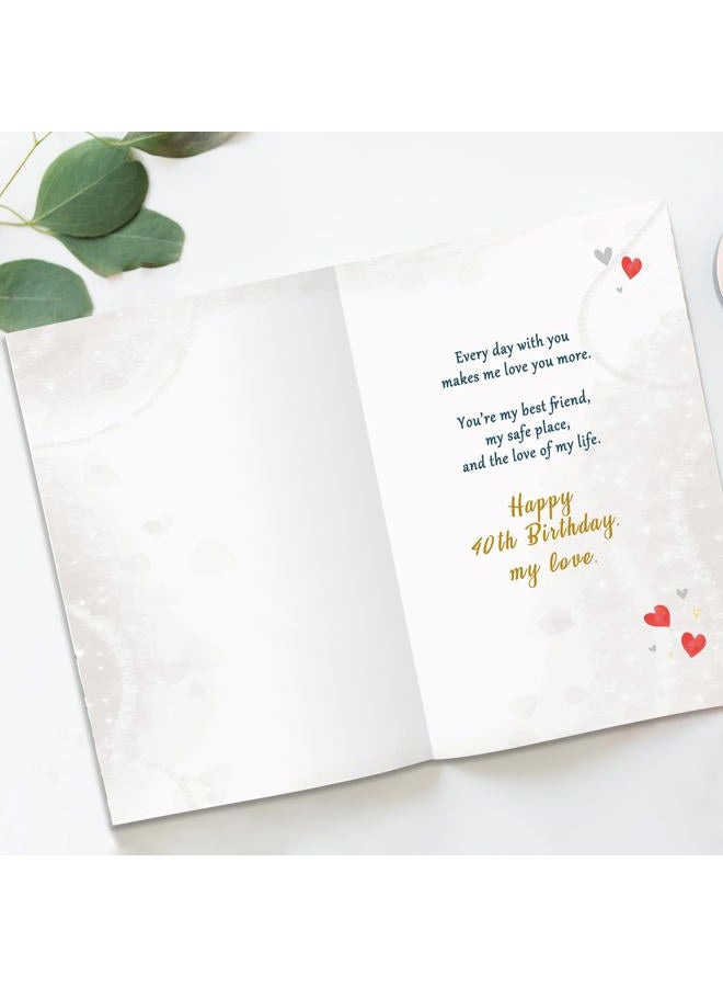 Beixian 40th Birthday Card Gifts for Husband from Wife, Happy 40th Birthday Decorations for Men-8x5.3 Inches, Double-Sided - Image 2