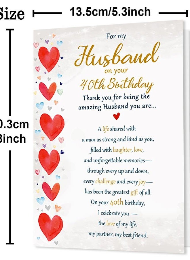Beixian 40th Birthday Card Gifts for Husband from Wife, Happy 40th Birthday Decorations for Men-8x5.3 Inches, Double-Sided - Image 3