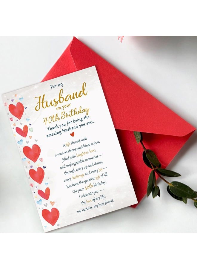 Beixian 40th Birthday Card Gifts for Husband from Wife, Happy 40th Birthday Decorations for Men-8x5.3 Inches, Double-Sided - Image 4