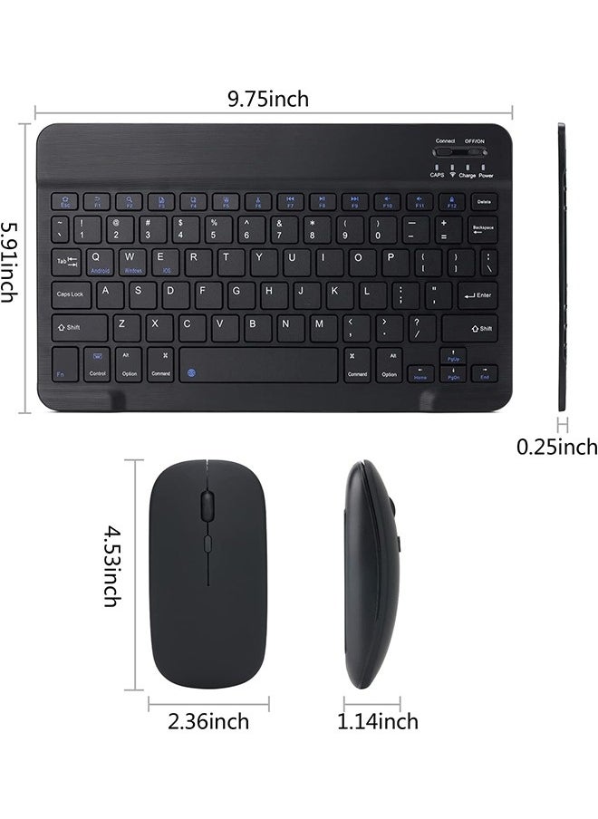 Topleo Rechargeable Bluetooth Keyboard and Mouse Combo Ultra-Slim Portable Compact Wireless Mouse Keyboard Set for Android Windows Tablet Cell Phone iPhone iPad Pro Air Mini, iPad OS/iOS 13 and above (Black)  - Image 3
