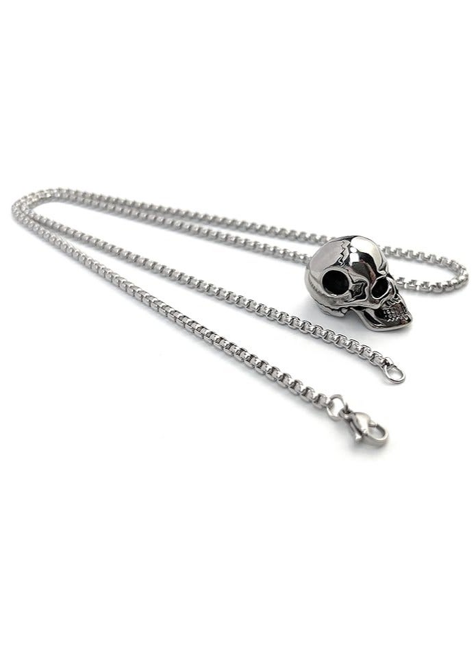 مرفا قلادة بندانت بشكل جمجمة من الفولاذ المقاوم للصدأ (فضي) - Image 2
