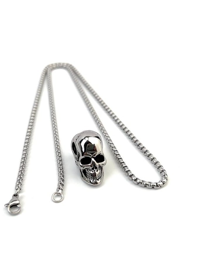 مرفا قلادة بندانت بشكل جمجمة من الفولاذ المقاوم للصدأ (فضي) - Image 3